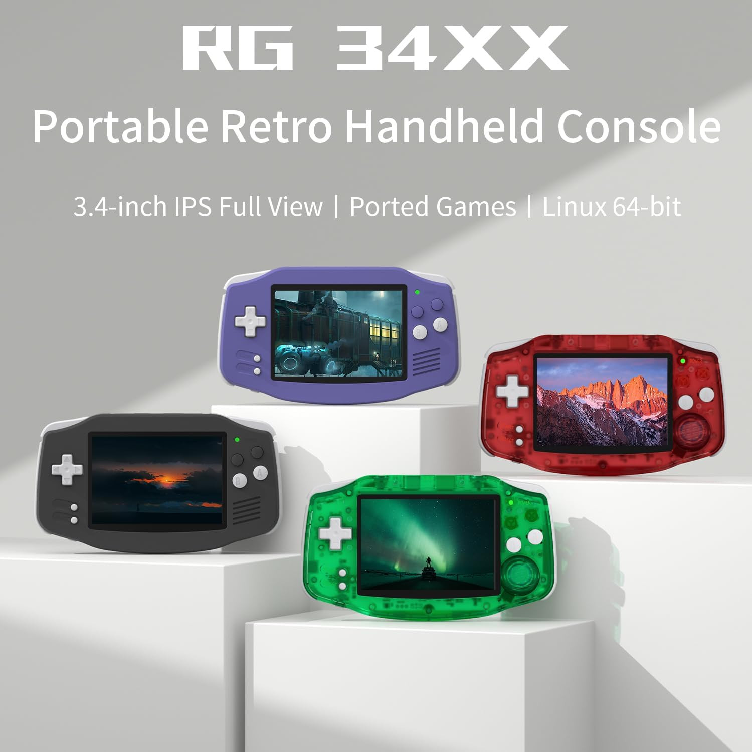 RG34XX Retro Handheld Game Console 3.4″ IPS Screen 32G Linux 64-Bit System RG 34