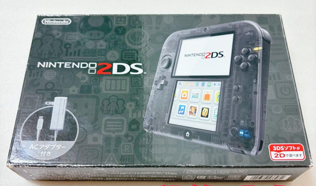 Nintendo 2DS Clear Black Handheld Console Box Charger 4GB Japan Version