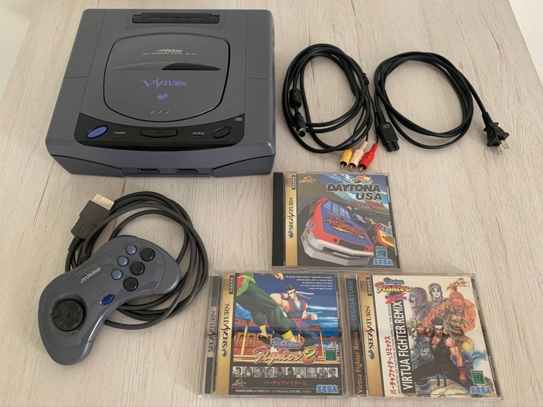 Victor V Saturn JVC RG-JX2 Video Console System Sega with 3Games Tested