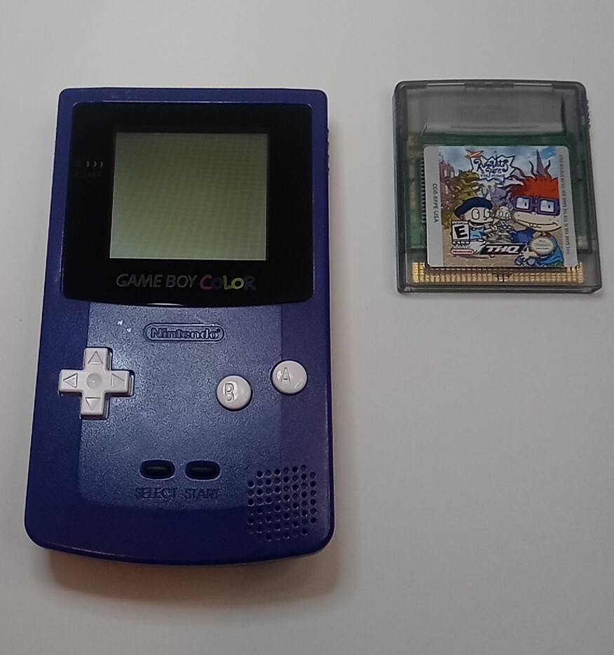 Nintendo GameBoy Color CGB-001 – Purple – White Buttons – Rugrats GBC Game