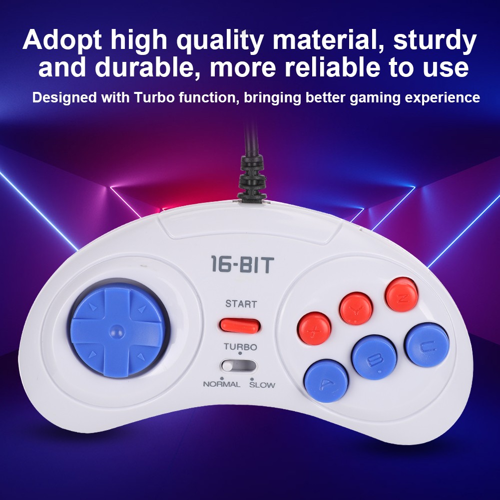 16Bit 9-Pin Mini Handheld Game Console Ergonomic Gaming Controller White Fo GTXG