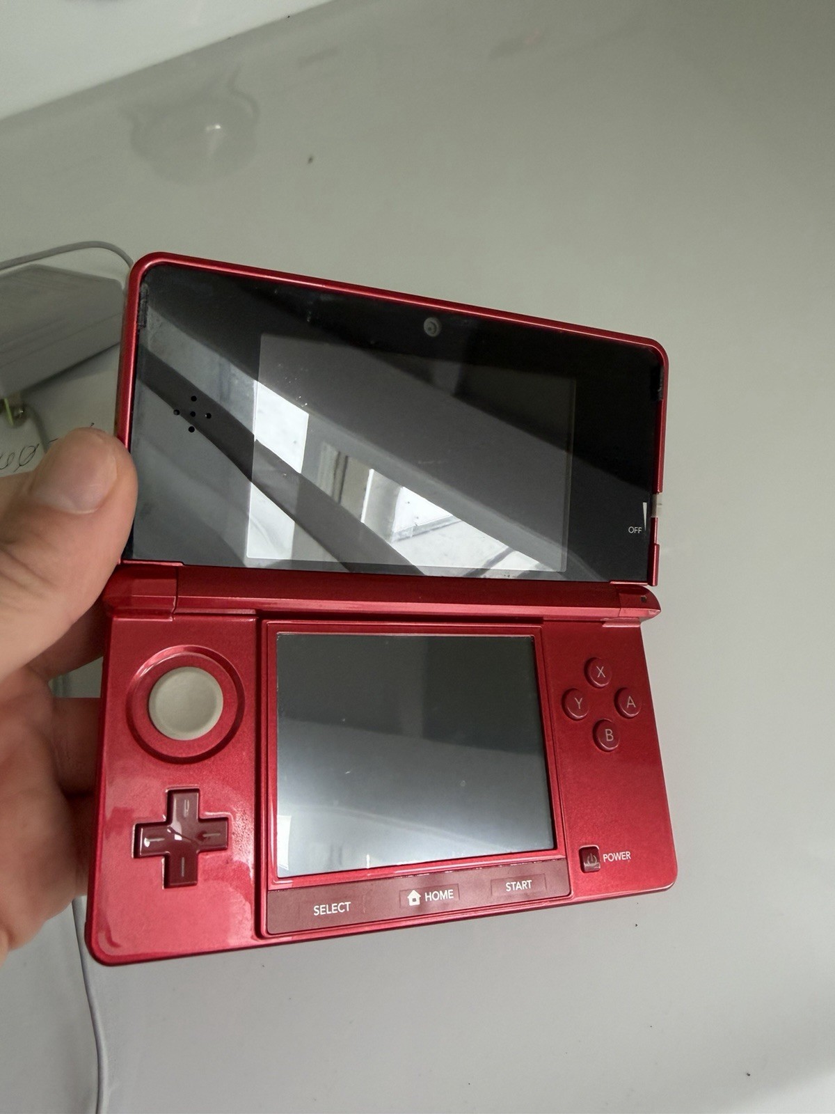 Nintendo 3DS CTR-001 Handheld Gaming Console Flame Red Charger Stylus SD Tested!