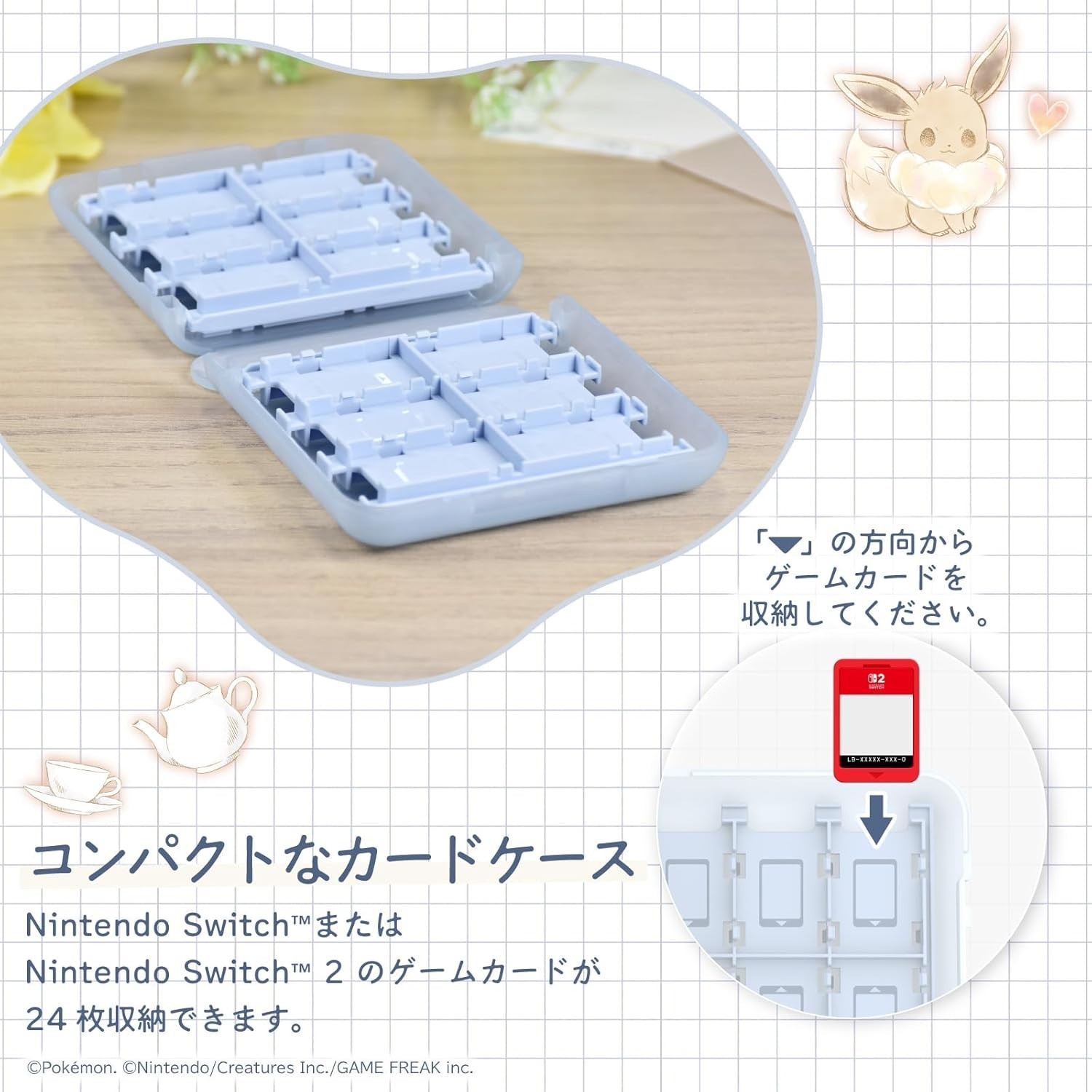 Pokemon Eevee 24 Game Card Case Holder for Nintendo Switch 2 Official HORI