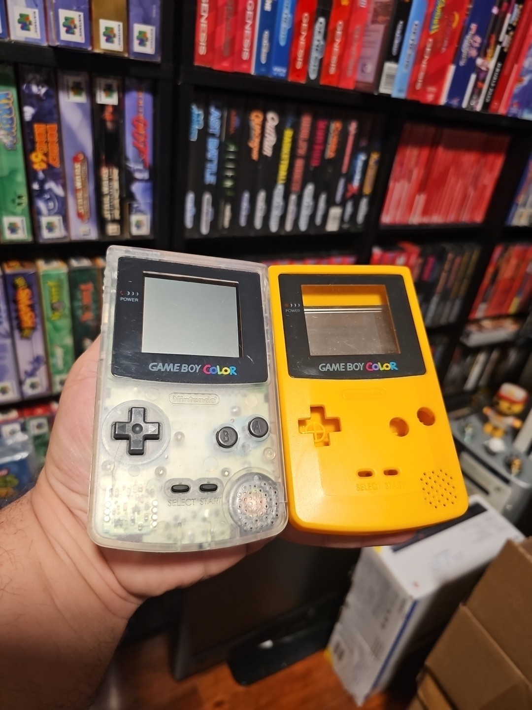 Nintendo Game Boy Color Clear Console GBC Custom Build Needs TLC w/ Yellow Shell