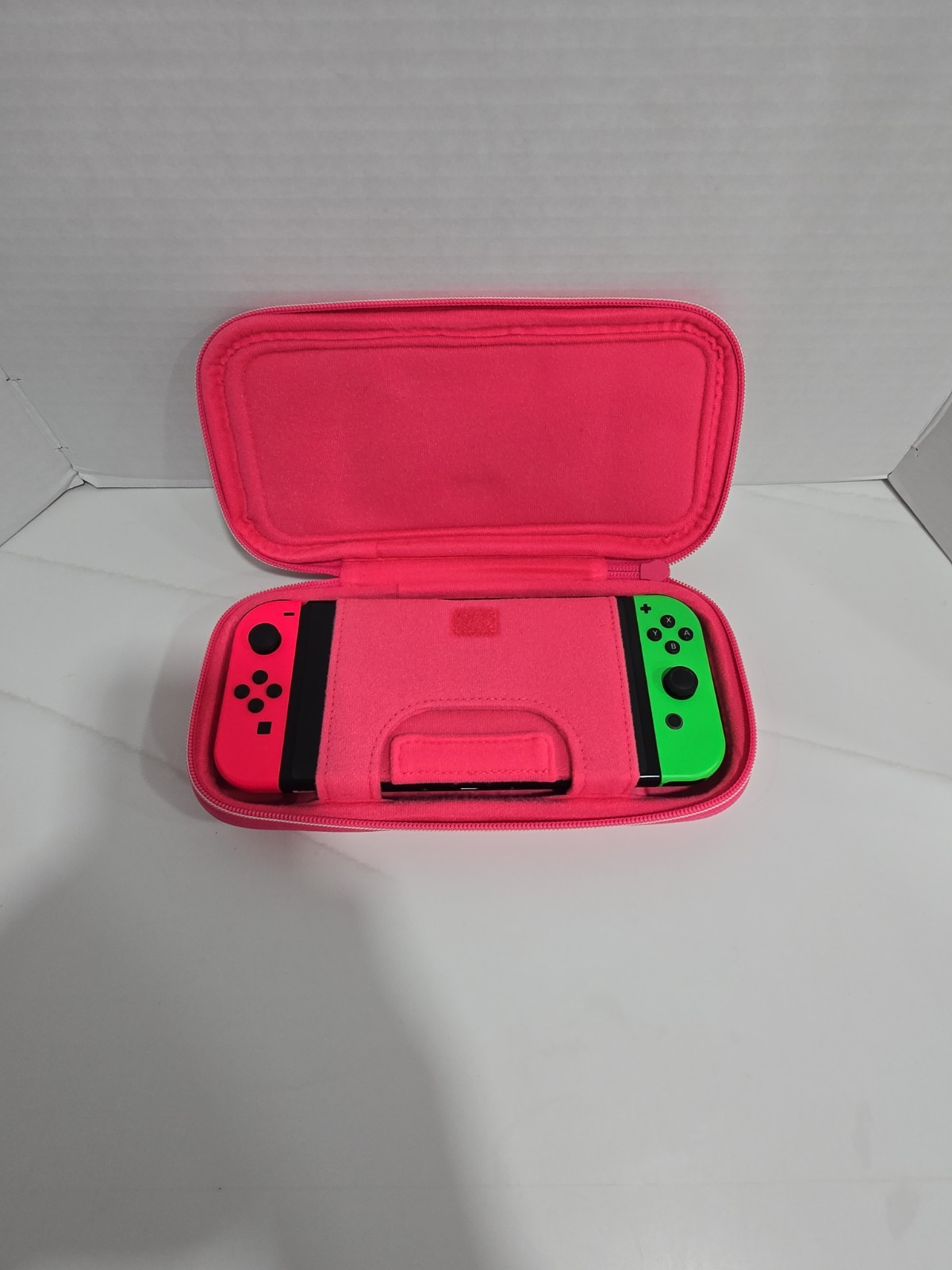 Nintendo Switch Game Console HAC-001 (01) Neon Joycons + Princess Peach Case VGC