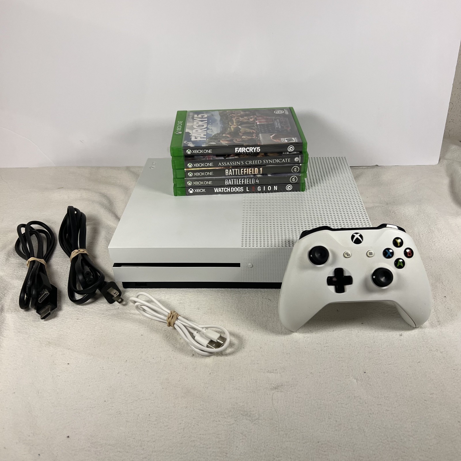 ​Xbox One S White Console Bundle Controller + 5 Games Tested & Working