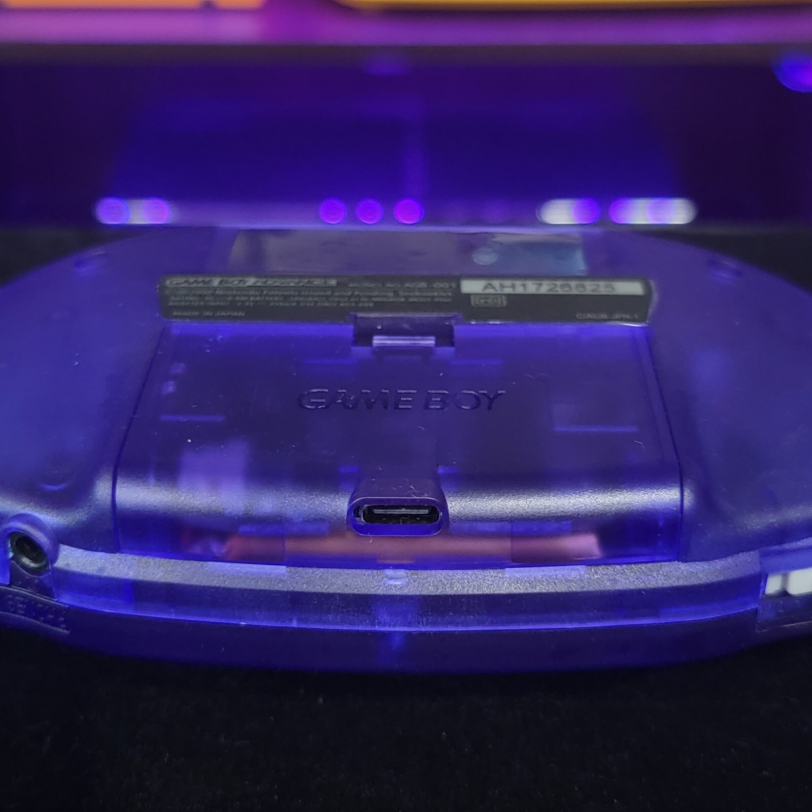 Grape Purple Game Boy Advance GBA iPS LCD USB-C 1800 mAh Rechargeable Battery