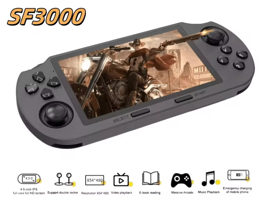SF3000 Mini Retro Handheld Portable Game Console 4.5 inches IPS 20000 Games