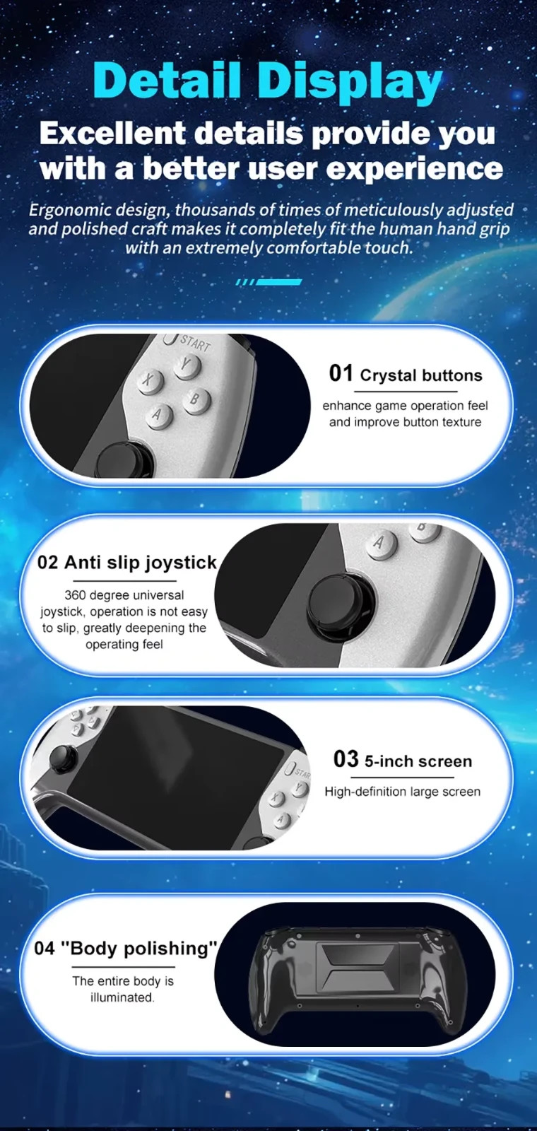 SF3500 5” IPS Handheld Game Console 64G 3000mAh Retro Player Xmas PARTY GIFTS