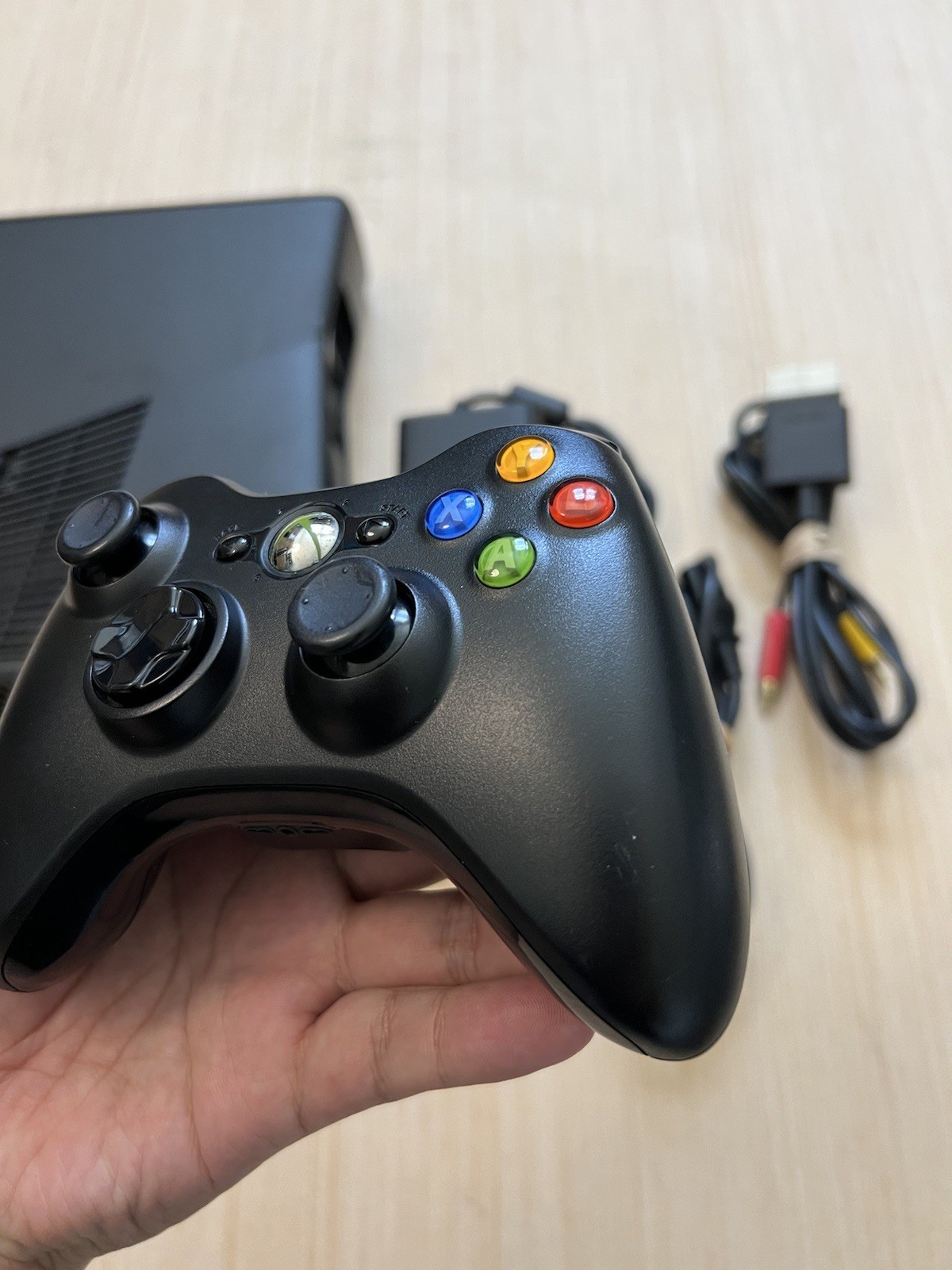 Xbox 360 S Slim 1439 Console System Bundle W/ Controller Tested Black Read