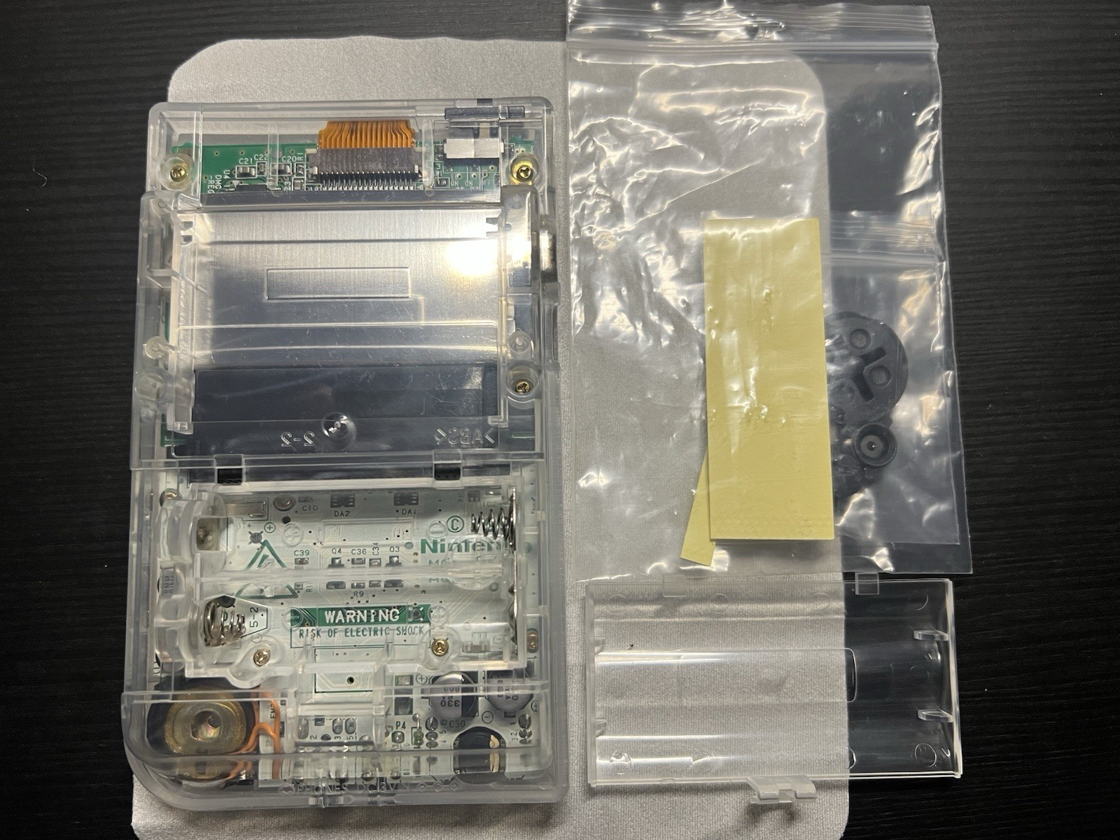 Nintendo GameBoy Light GBL Clear White + New Shell + Glass Lens