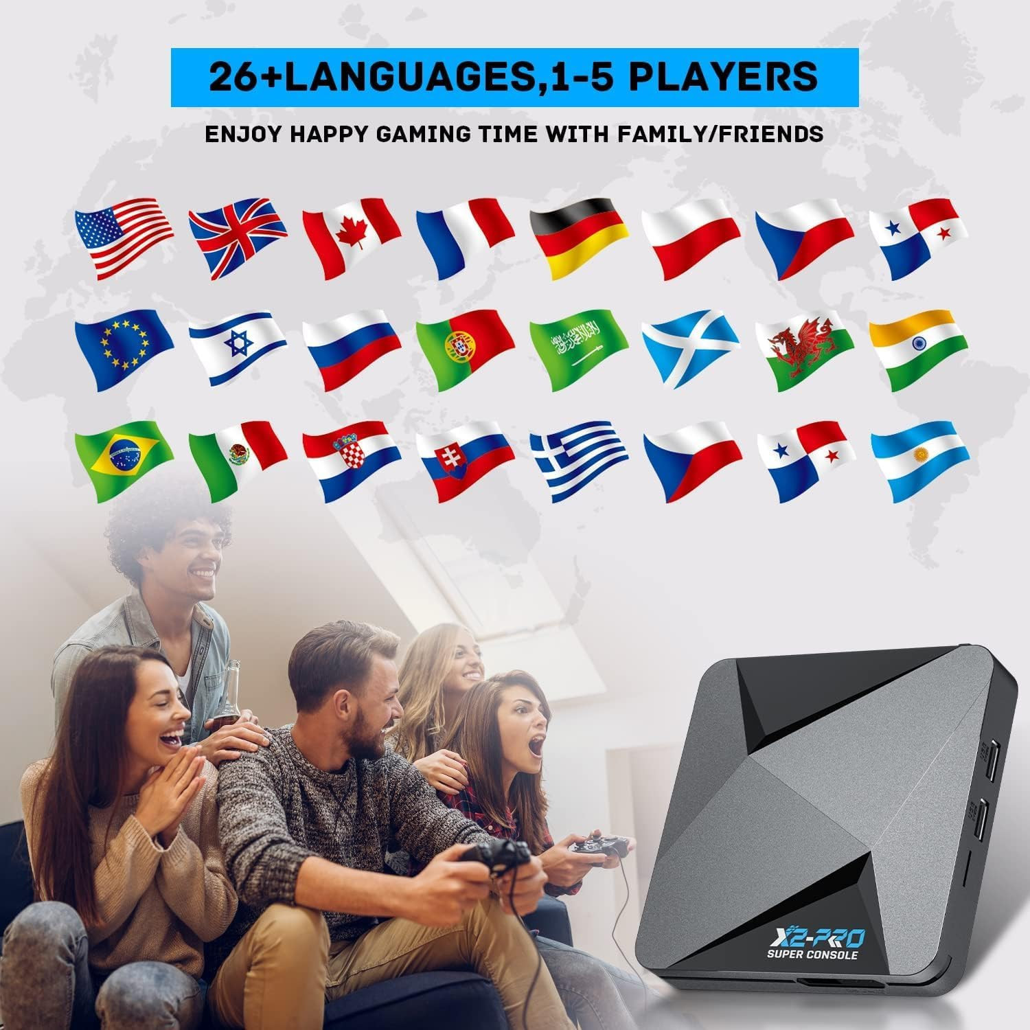 Super Console X2 PRO Retro Game Console with 37,000+ Classic Games,Android 9.0 &