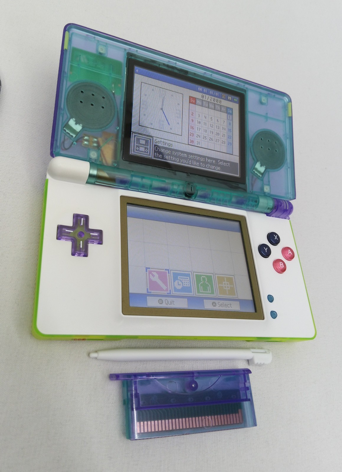 Nintendo DS Lite ReShell Purple Neon Yellow Blue Pink Gold USB Cable Gameboy GBA