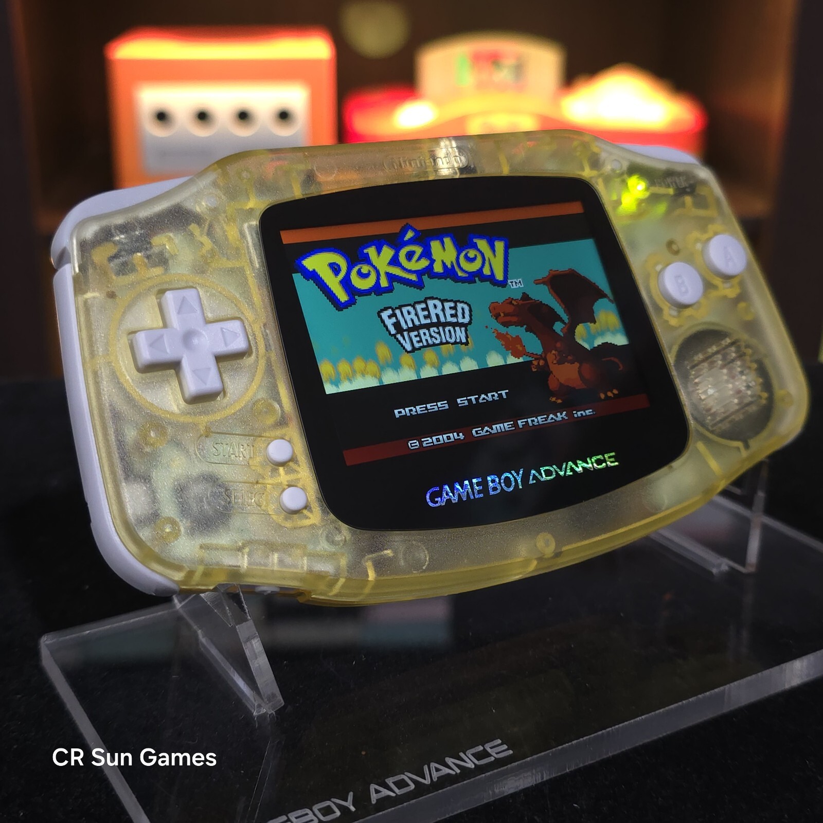 Clear Yellow Game Boy Advance GBA Console with iPS V5 Backlight Backlit LCD MOD