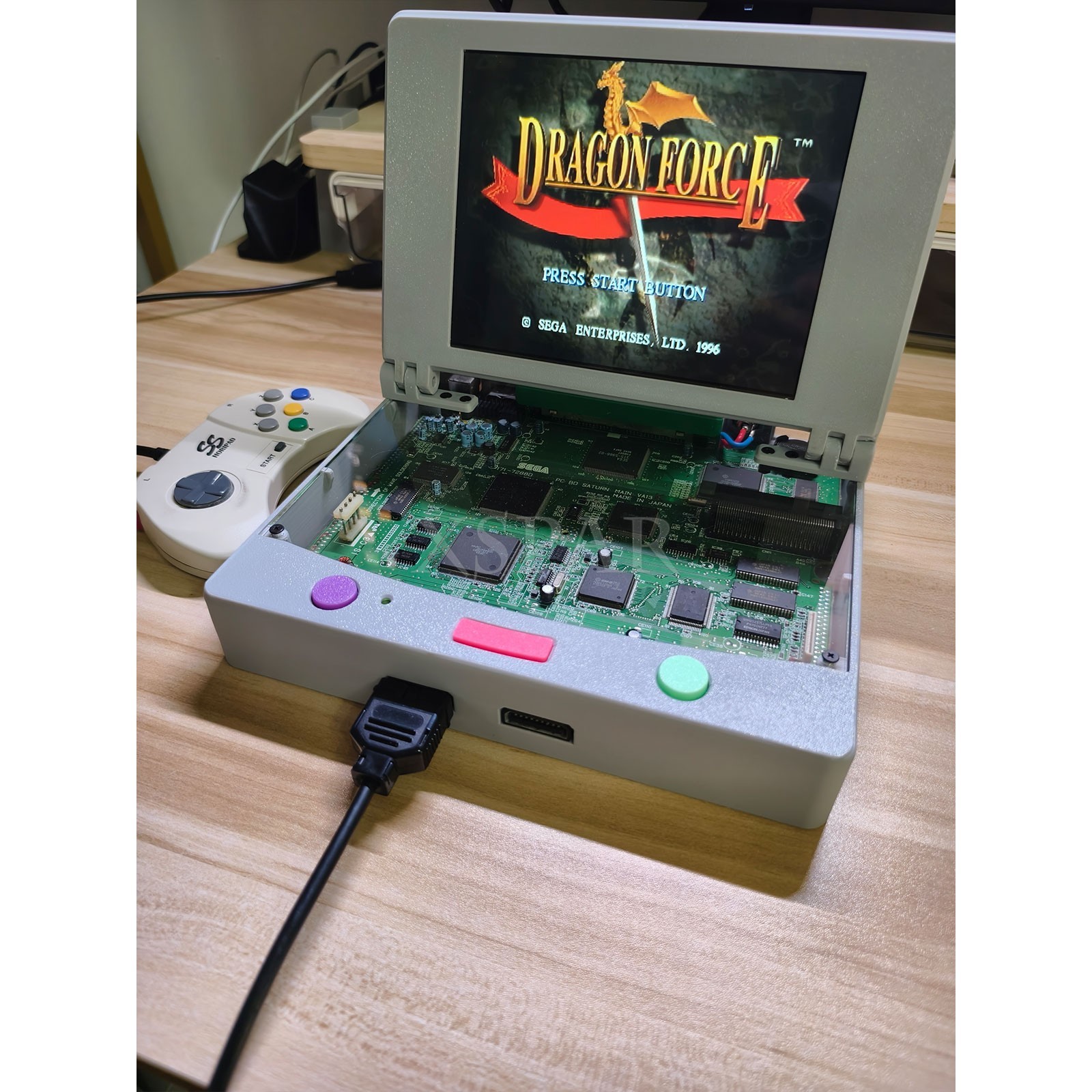 Saturn Slim Combo Game Console 8″ 4:3 LCD Screen Hifi Stereo Speaker for SS Game