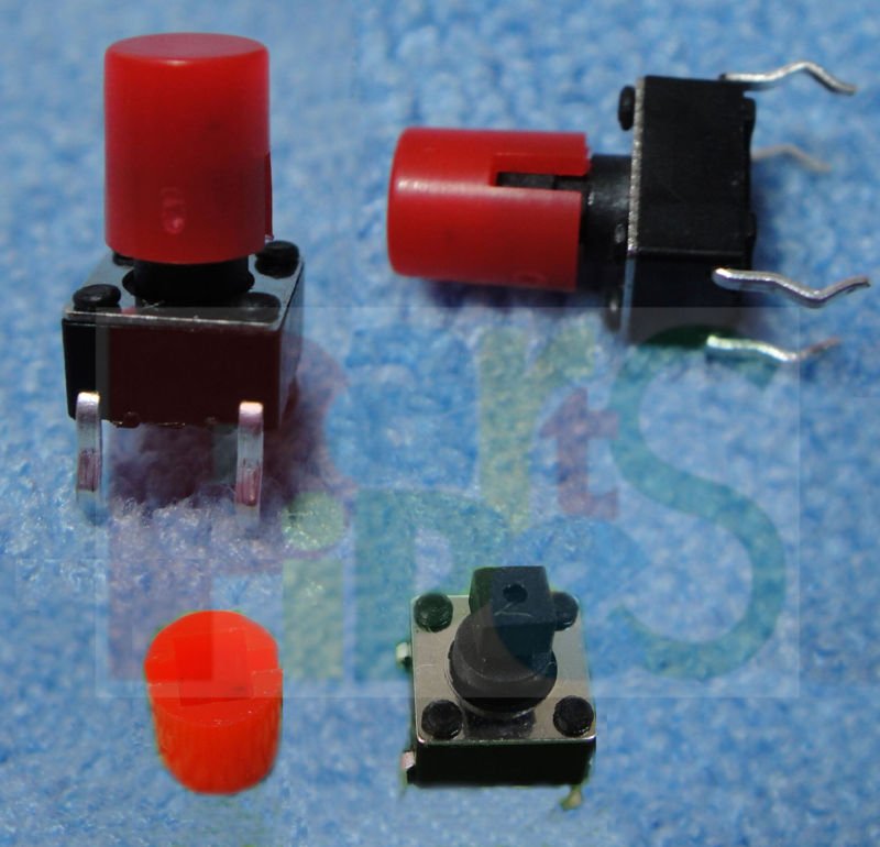 5 Tactile Red Push Button Switch Momentary Tact & Cap