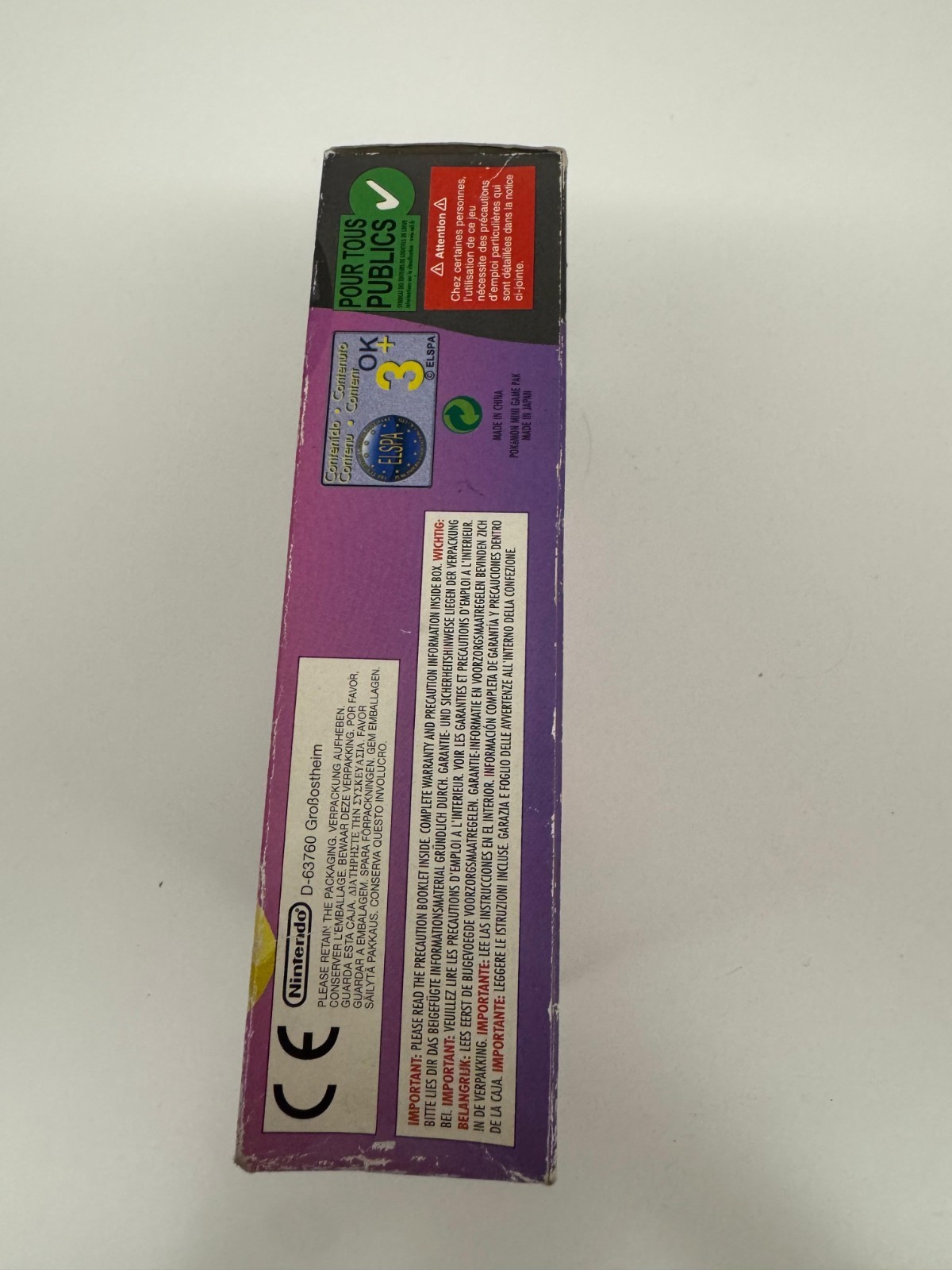 Nintendo Pokemon Mini Purple Smoochum Console MIN-001 with Game (Party Mini)