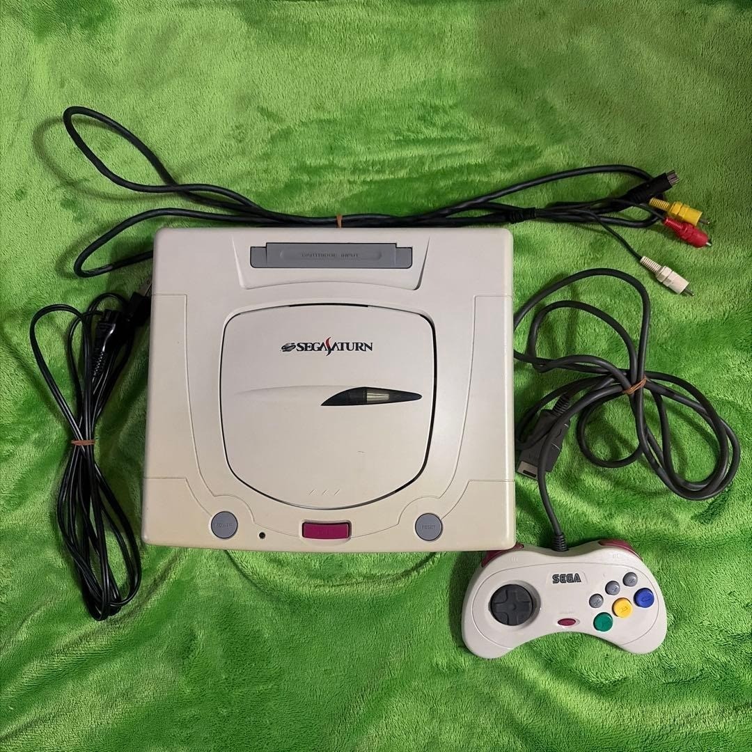 Sega Saturn HST-3220 Console Gray White w/Controller USED Japan Free Shipping