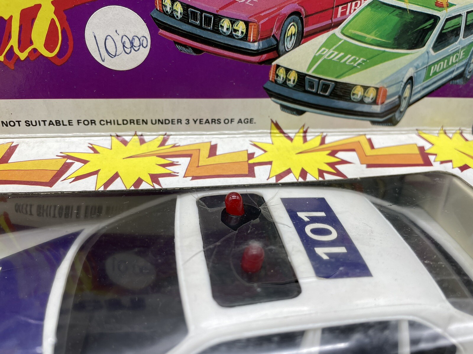 80s# VINTAGE BMW RARE FRICTION POWER SIREN POLICE CAR BATTERY OPERATED 20cm#LX