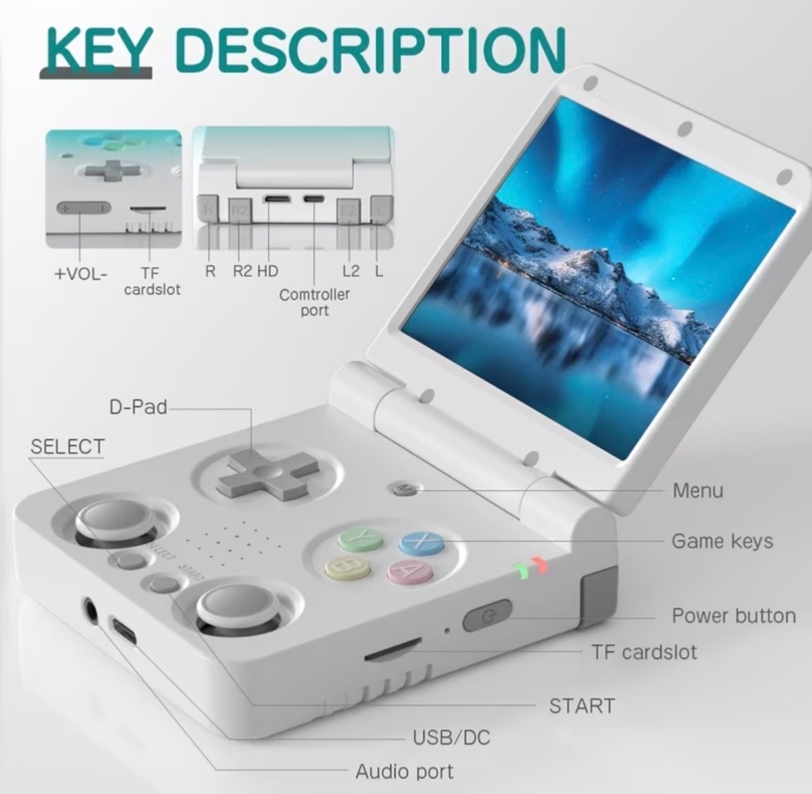 2025 New Miyoo Flip V2 Handheld Game Console 64GB, 3.5” 640*480 IPS Screen
