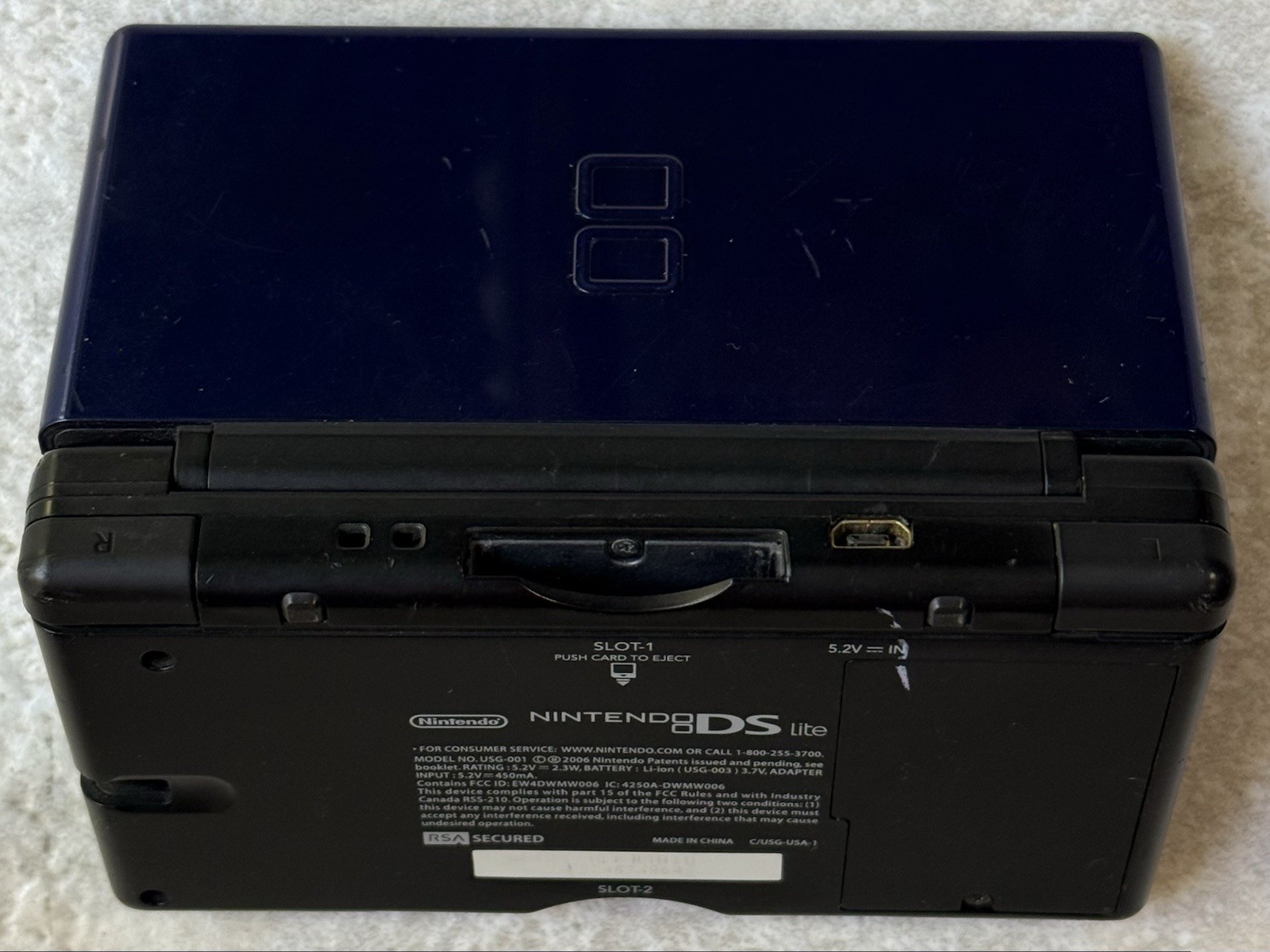 Blue Nintendo DS Lite, Charger And Slot 2 Cover Included, Works
