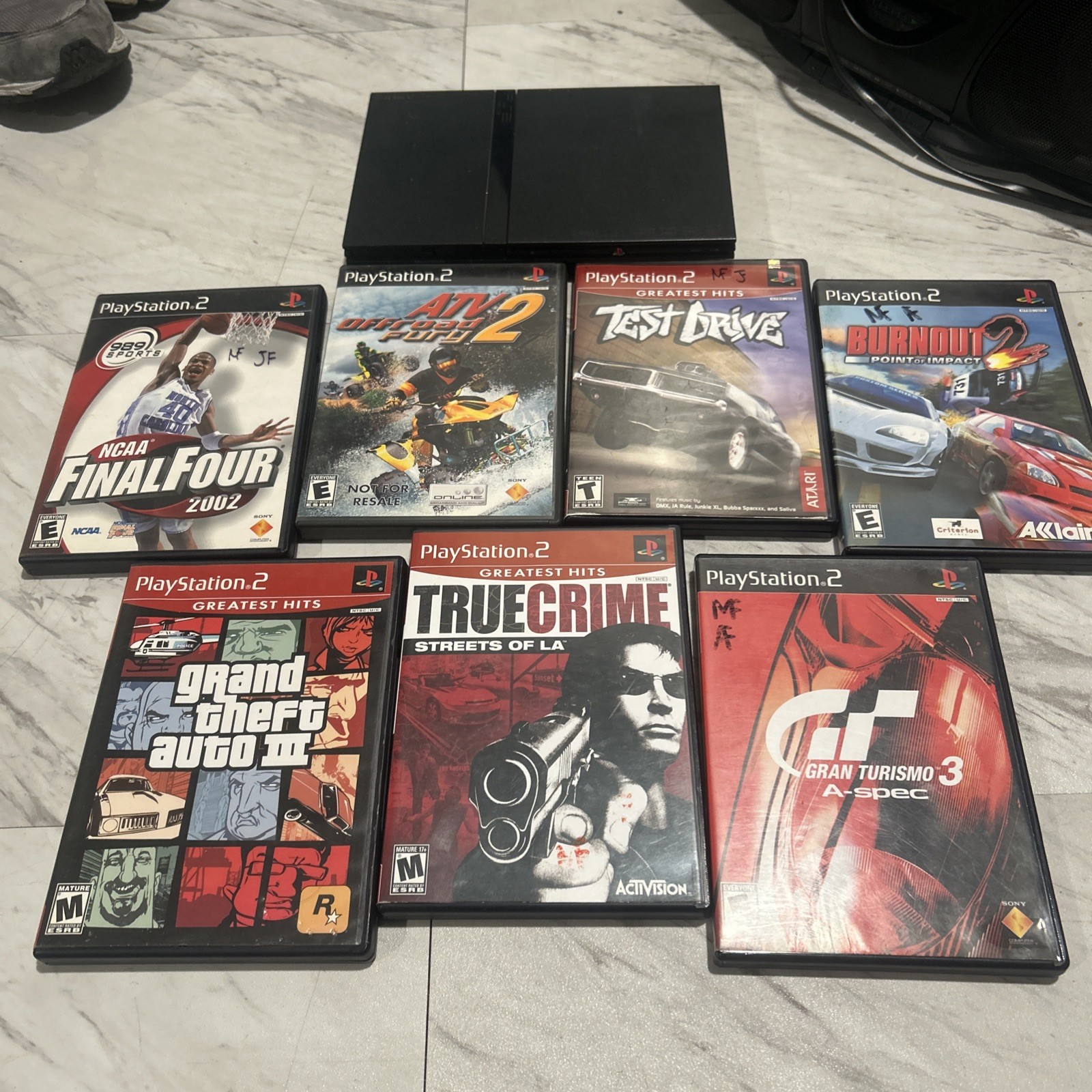 Sony PlayStation 2 Slim PS2 SCPH-70012 Console Bundle + 7 games all cib