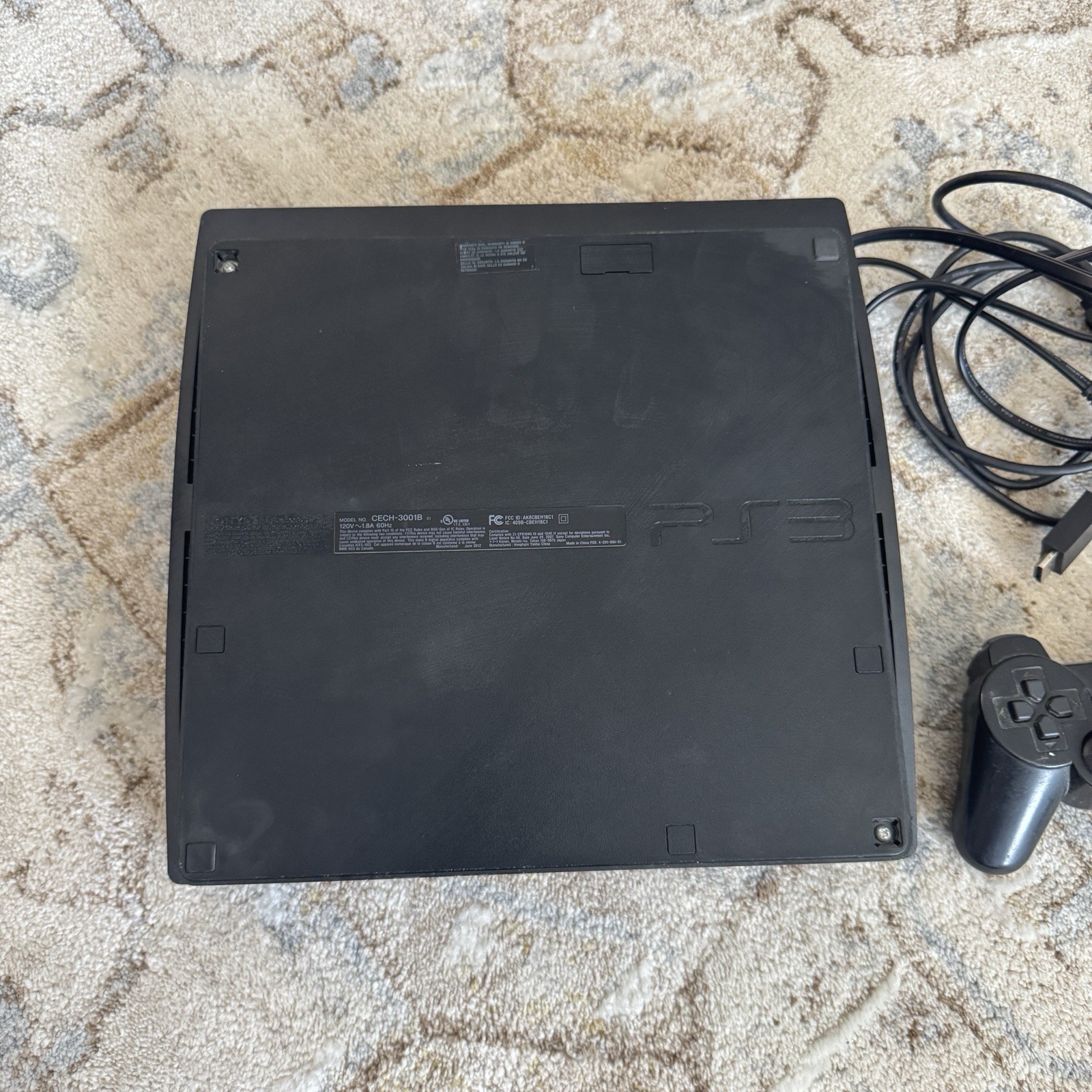 Sony PlayStation 3 Slim Black Console Cech-2001b For Parts Powers On Then Off