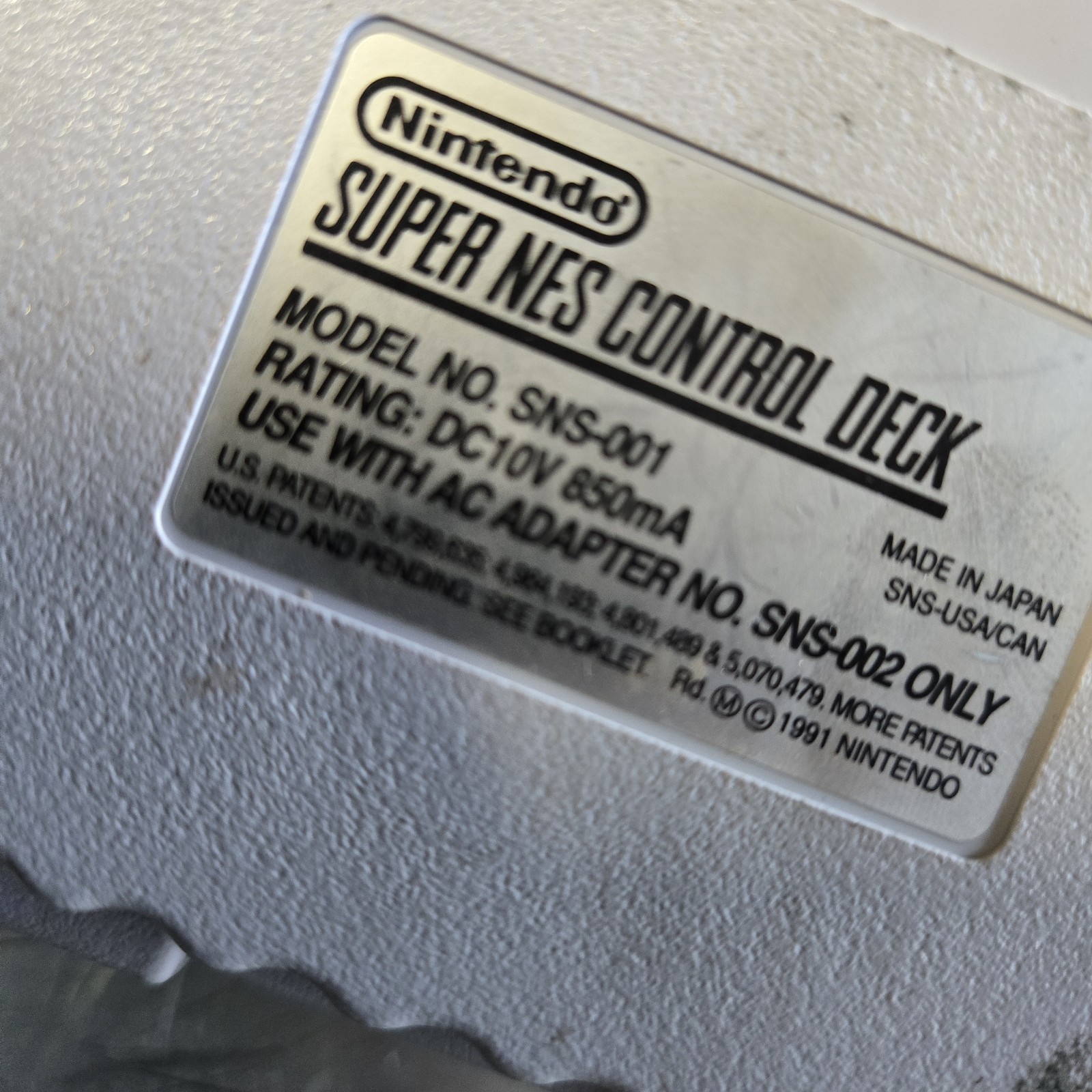 1991 Super Nintendo SNES Console SNS-001 Original Control Deck Only UNTESTED