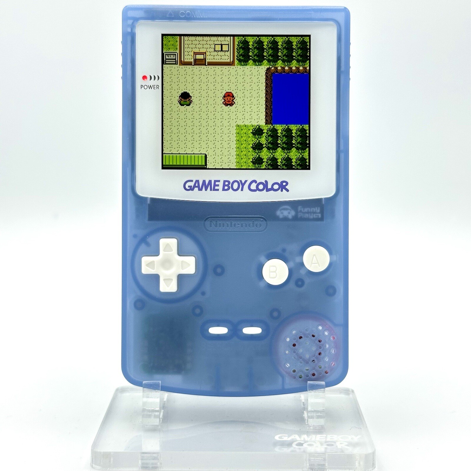 Nintendo Game Boy Color GBC IPS Q5 XL Laminated Backlight Backlit Mod White Blue