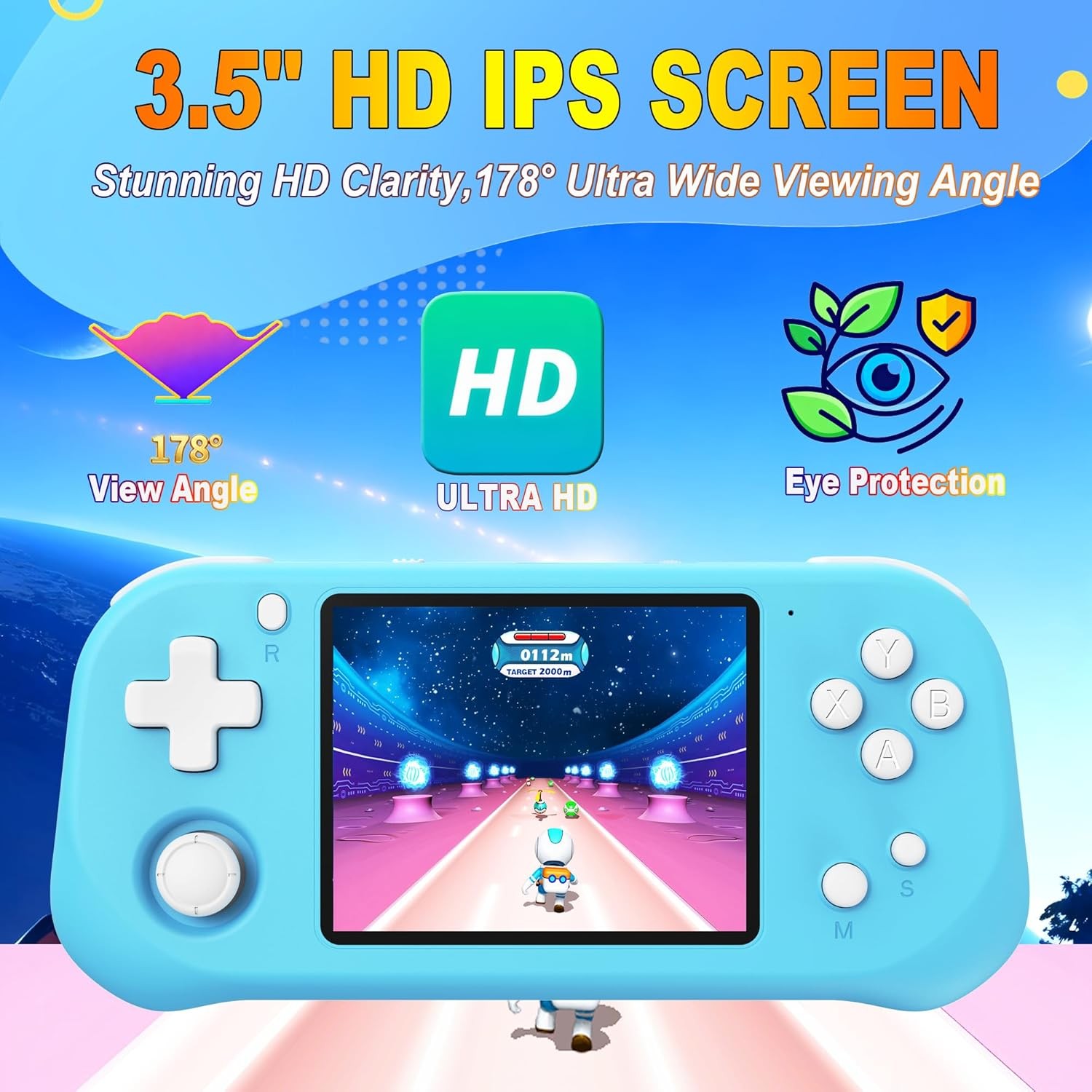 Beijue Handheld Video Game 3.5 Inch 139 Preloaded Bay Blue