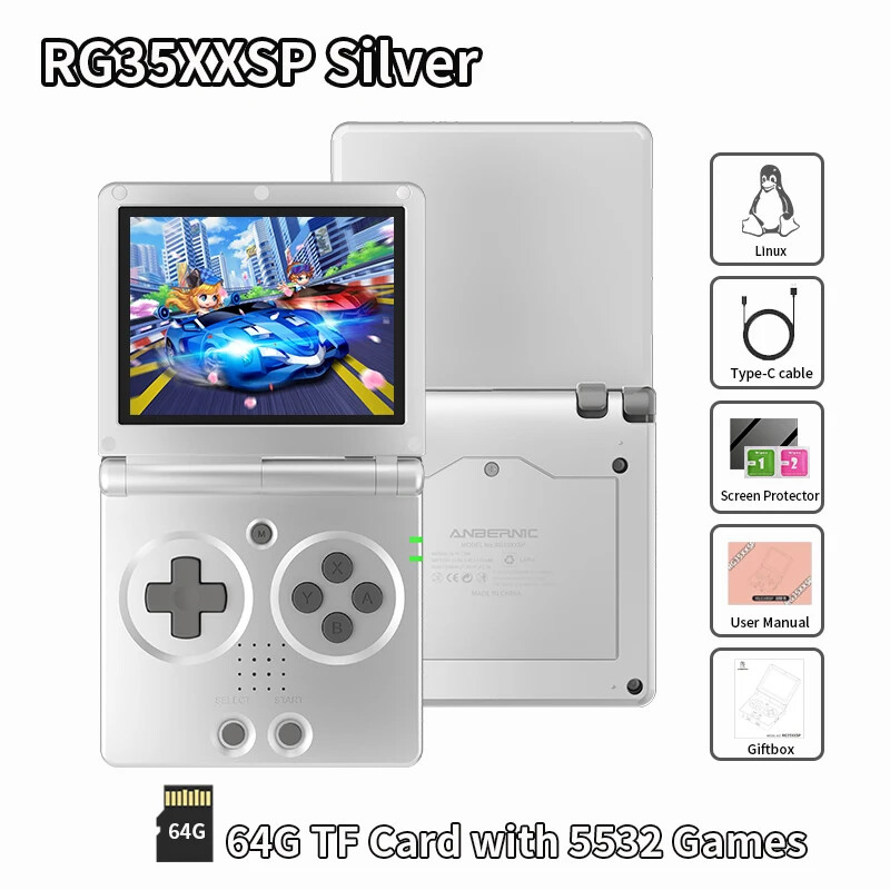 ANBERNIC RG35XXSP Retro Handheld Game Console Linux 64G 5K+ Game 3.5″ IPS Screen