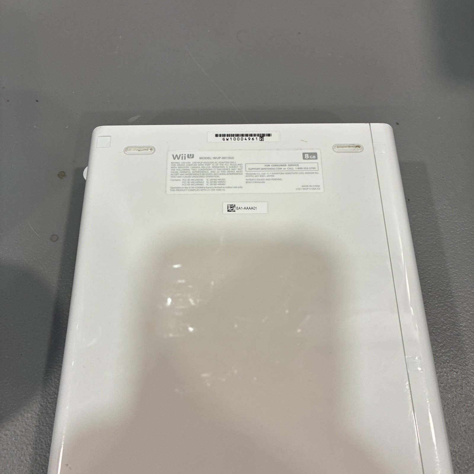 Nintendo Wii U 8GB White Console WUP-001(02) Powers On No Video For Parts