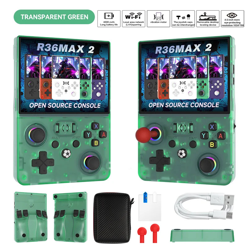 2026 Upgraded R36MAX2 Retro Handheld Game Console 4.5 Inch HD Screen 1024*768 Op