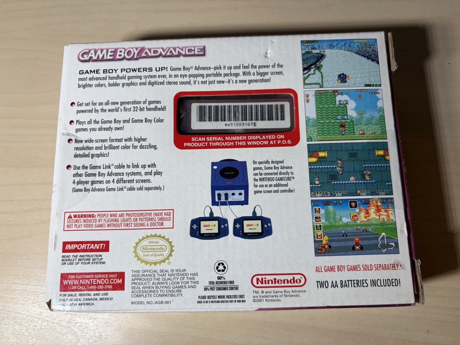 Nintendo GameBoy Advance GBA Pink – 100% Complete Batteries – MINT – Open Box