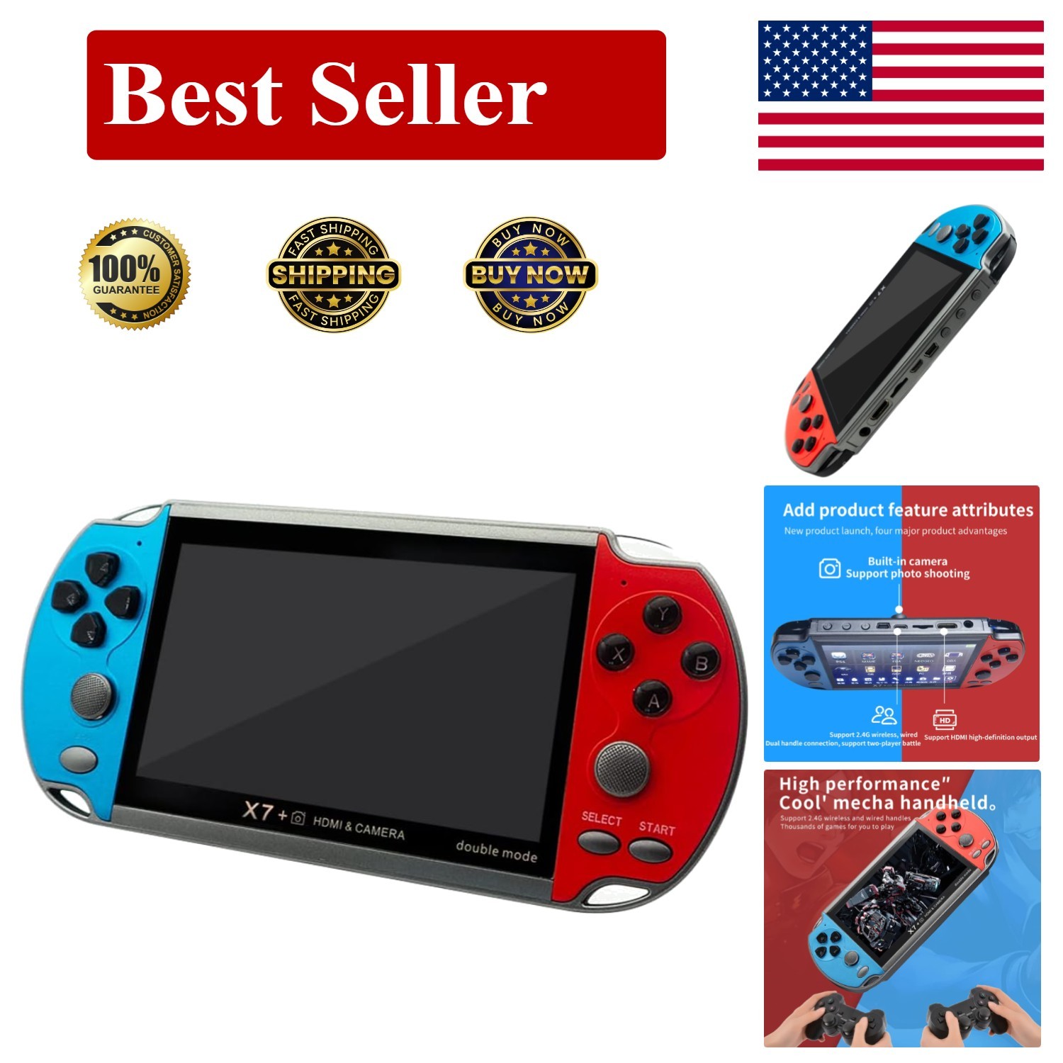 Portable X7 Plus Handheld Game Console with 10,000 Classic Games & Dual Play