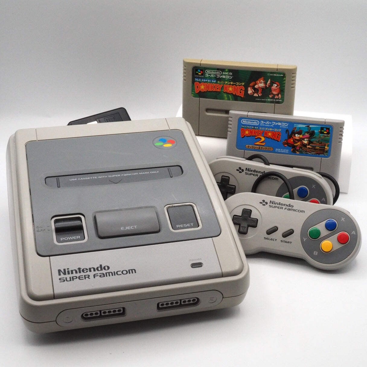 Nintendo Super Famicom Console System Donkey Kong & Donkey Kong 2 2-Game Bundle