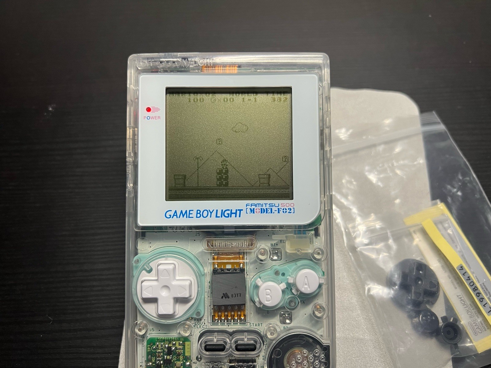 Nintendo GameBoy Light GBL Clear White + New Shell + Glass Lens