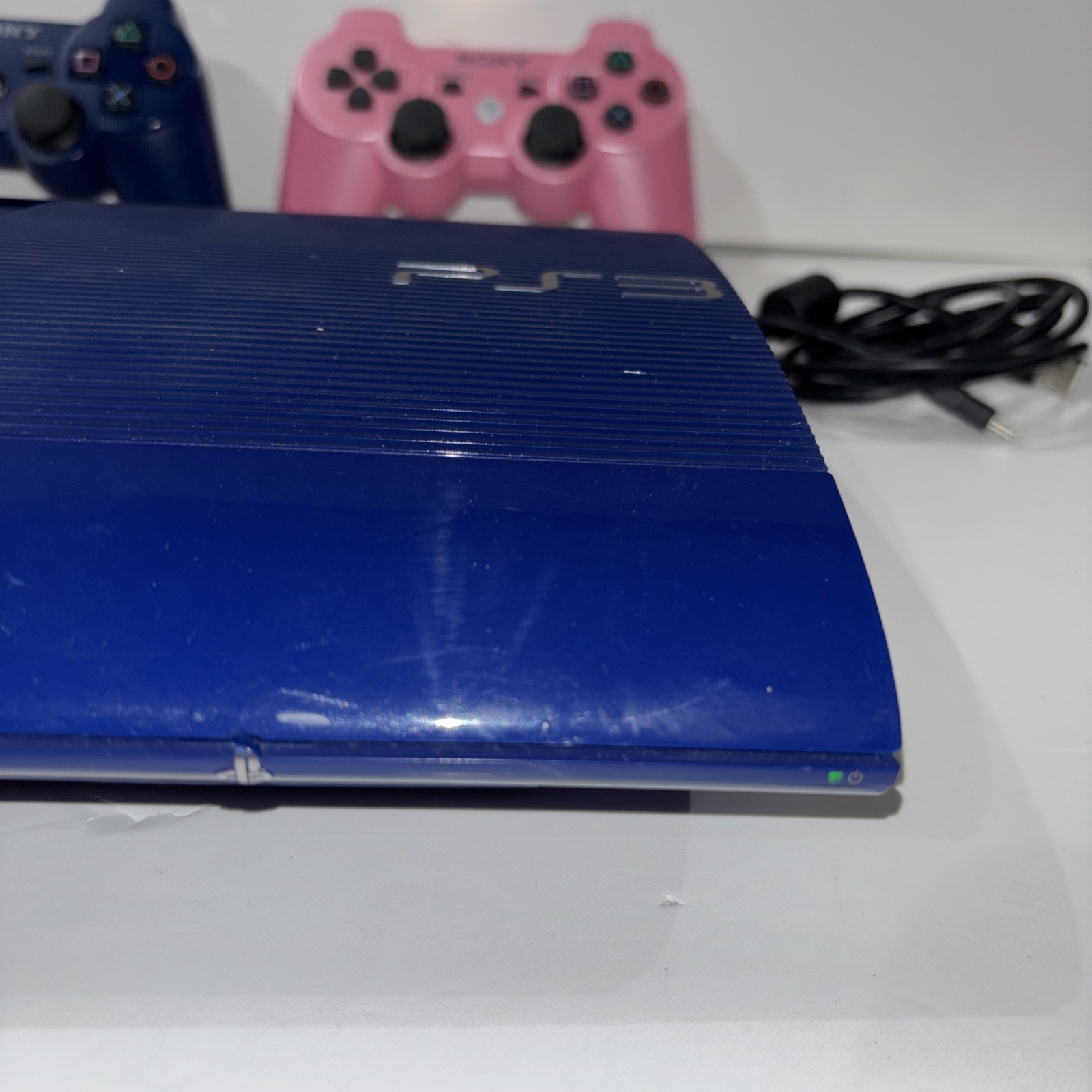 Sony PlayStation 3 Console PS3 Blue Console CECH-4201B Blue And Pearl Pink Cont.