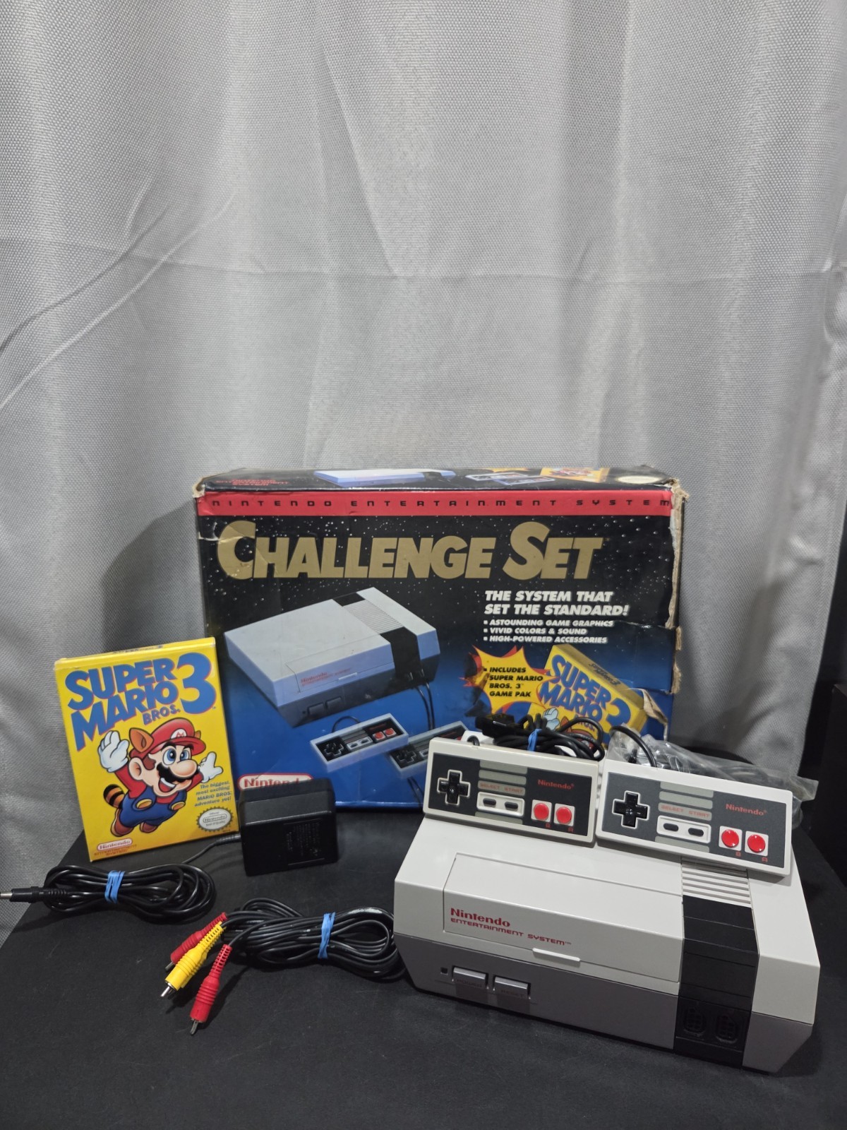 1992 Nintendo NES CHALLENGE SET In Box W/ Super MARIO Bros. 3 CIB NO Styrofoam