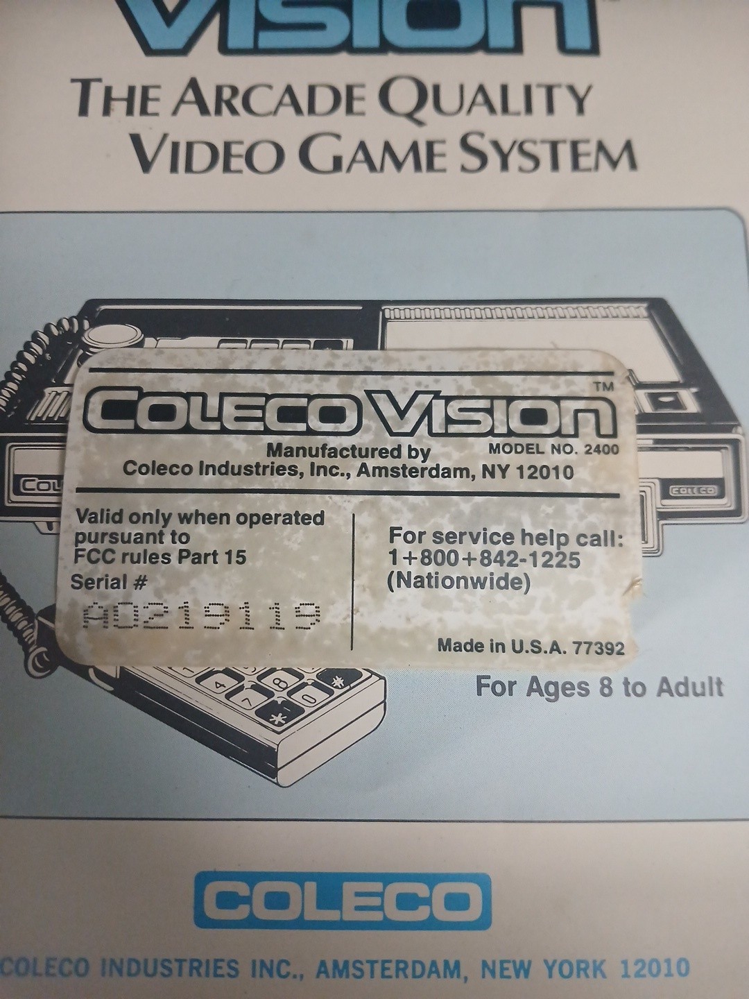 ColecoVision Console Game System With 2 Contollers Complete UNTESTED