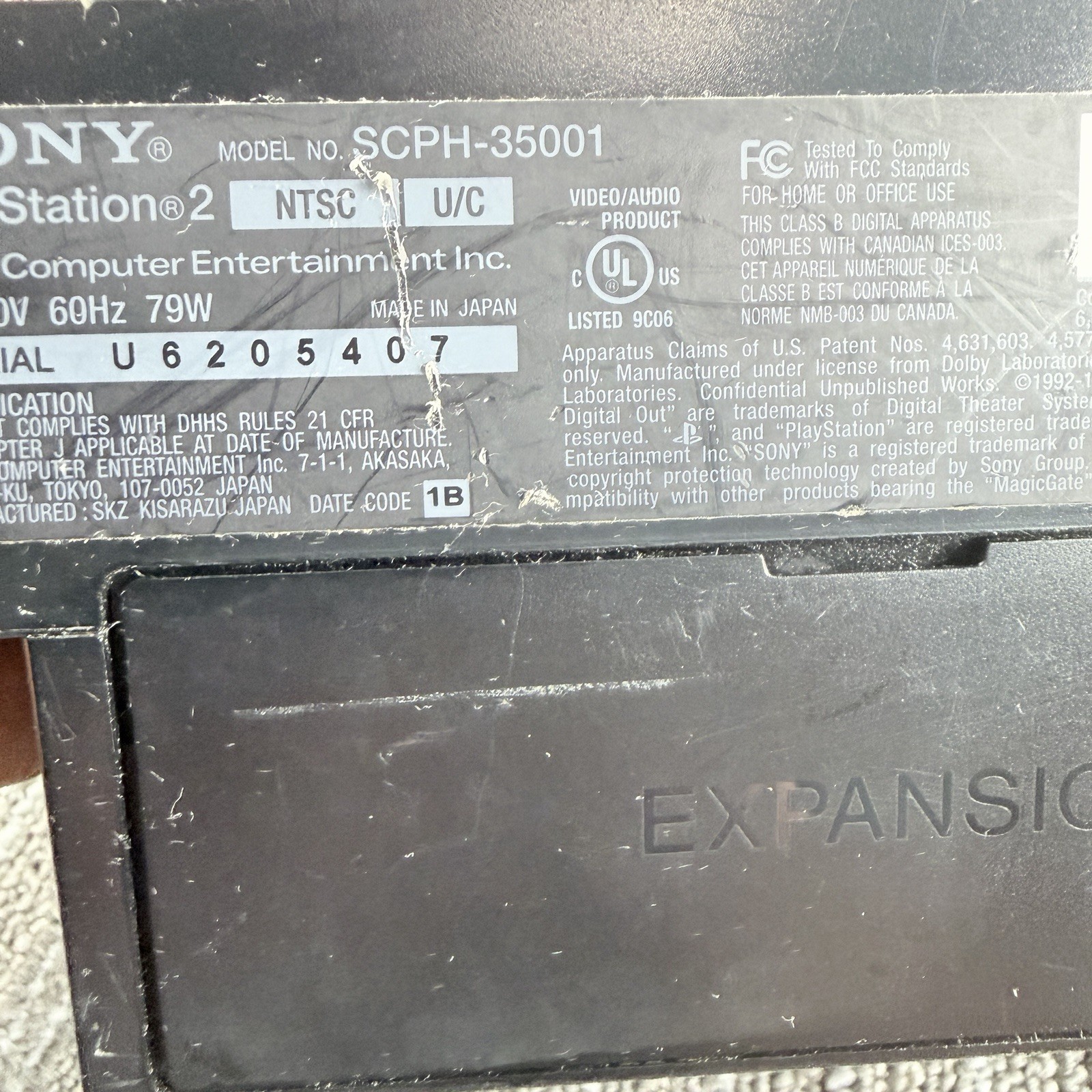Sony PlayStation 2 Fat PS2 Black Console Gaming System Only SCPH-35001 Tested