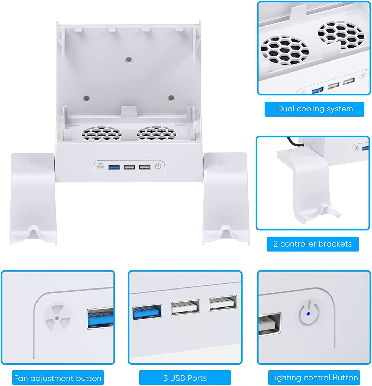 For Xbox Series S Controlle Wall Mount Holder Bracket with Dual Cooling Fan