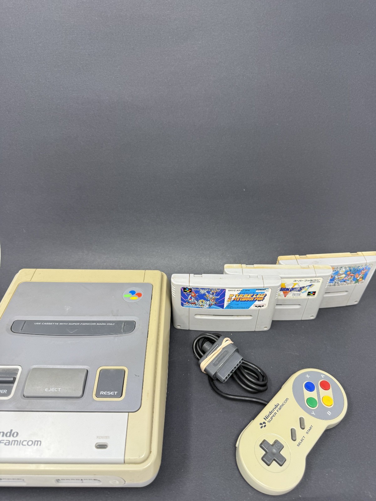 Nintendo Super Famicom Console w OEM Controller + 3 Games Japan Import Tested