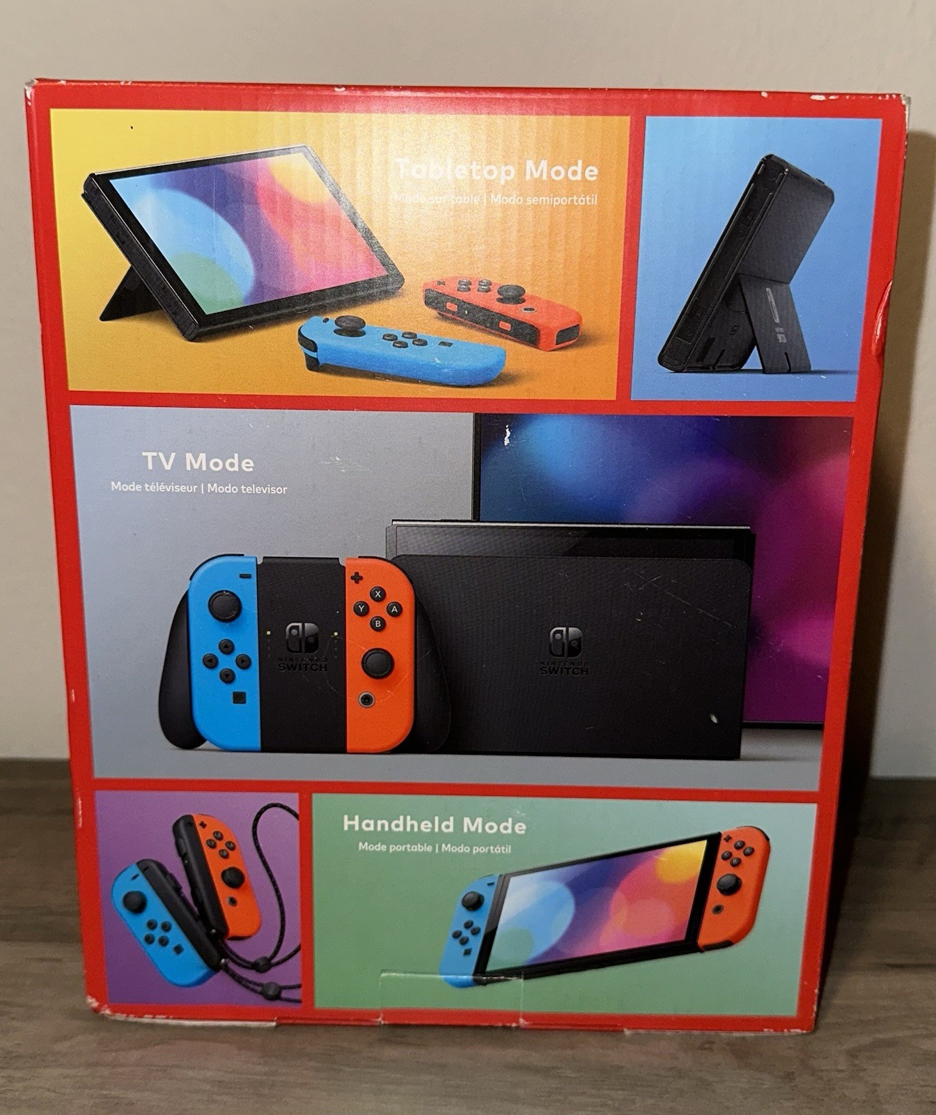 Nintendo Switch OLED 64GB Neon Red Blue Joy-Con 2021 Model With Extras