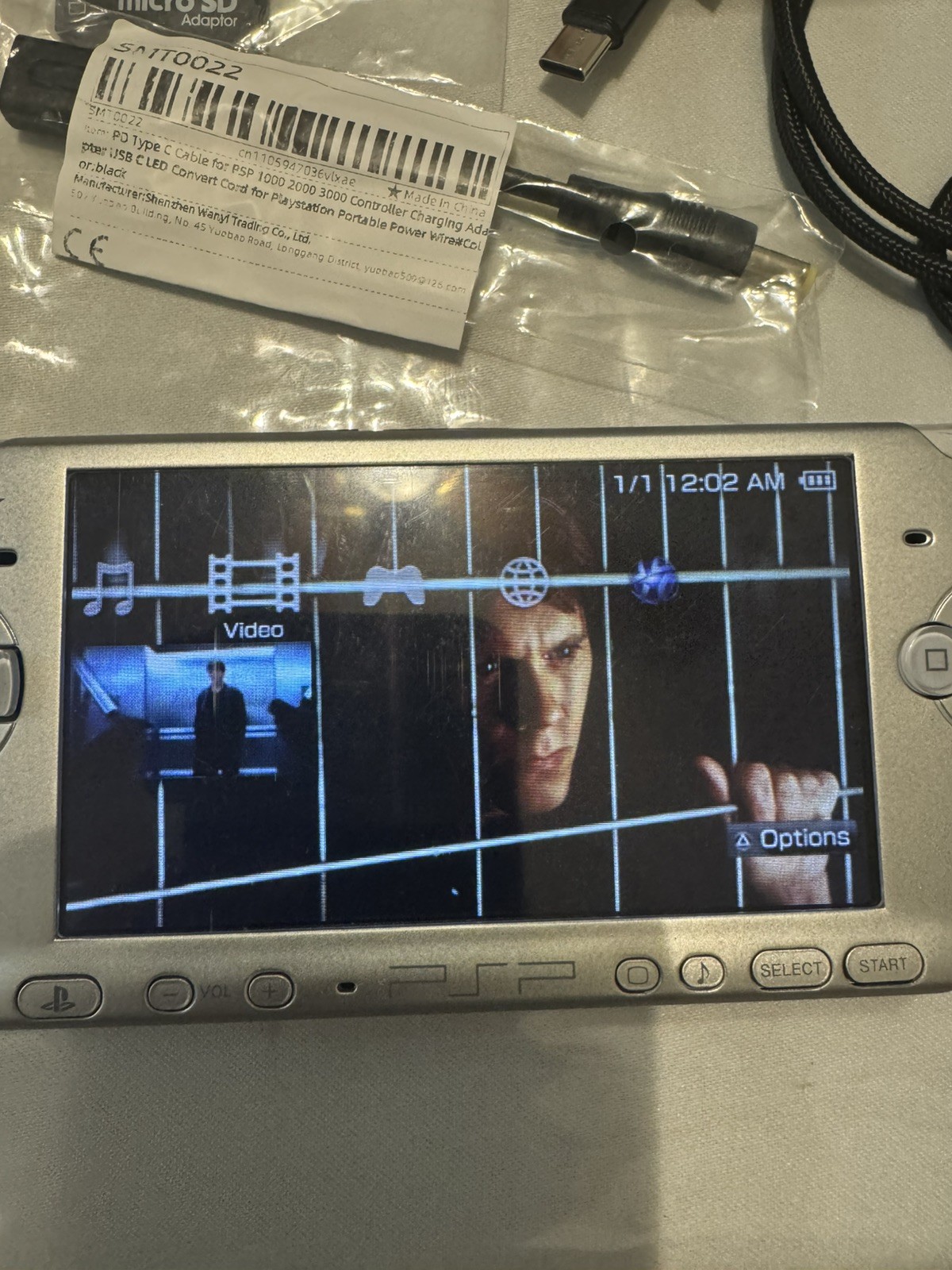 Sony PSP 3001 Silver Platinum System New battery with 2movies and 2games bundle