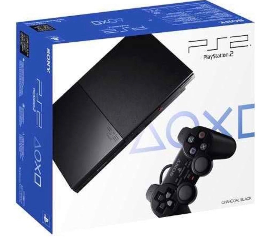 Sony PlayStation 2 Slimline Charcoal Black Console SCPH-70000 Pre owned