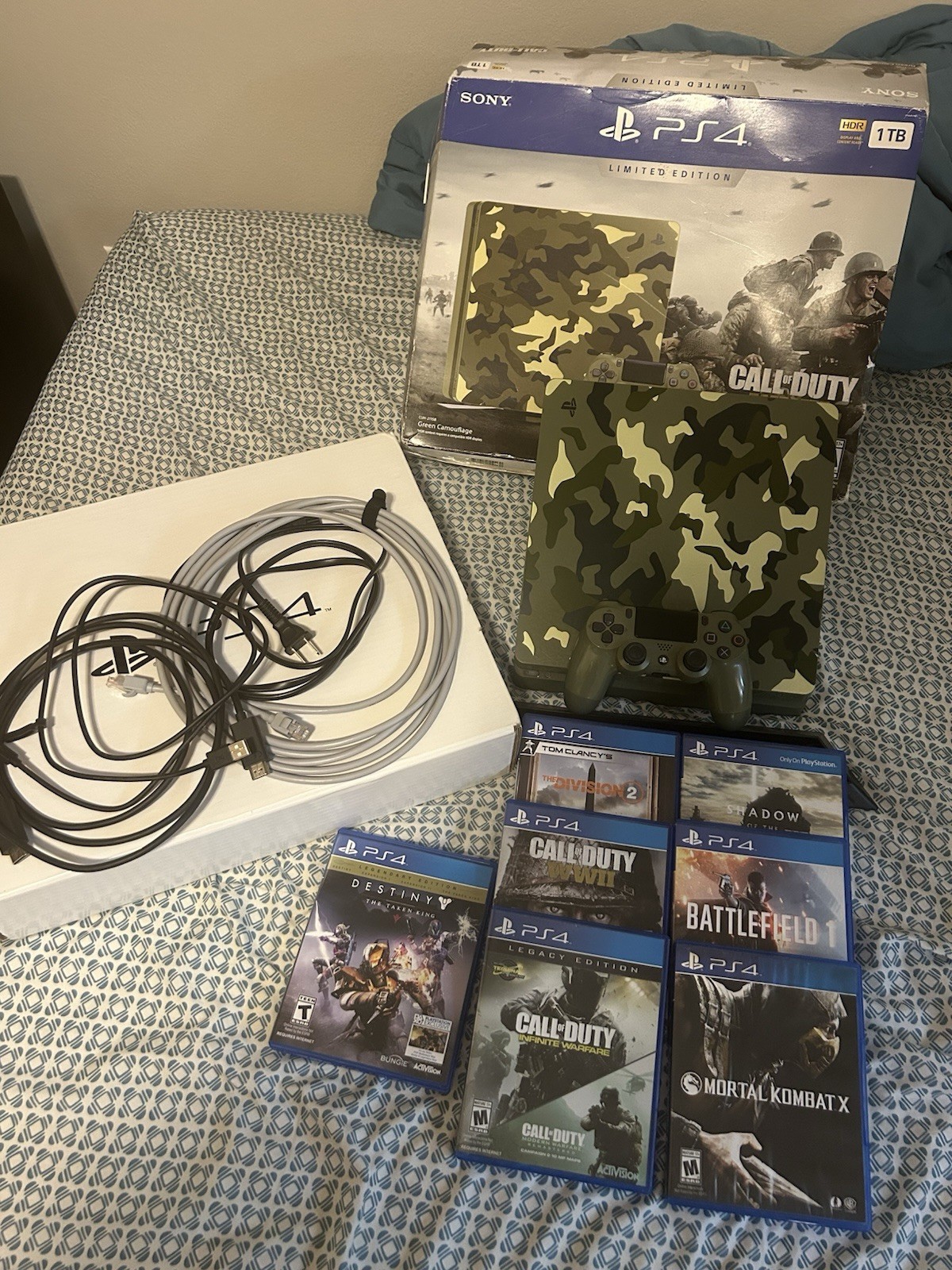 Sony PS4 Slim 1TB Call of Duty WWII Limited Edition Green Camo HDR Console