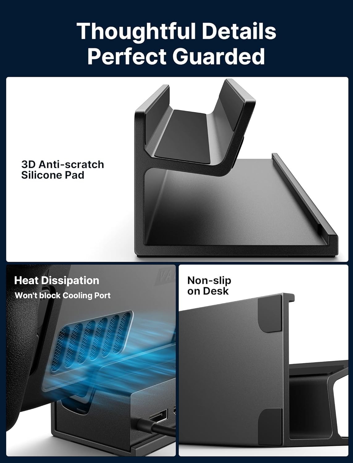 Secure Anti-Slip Steam Deck Stand for Gaming with Protective Case Compatibility