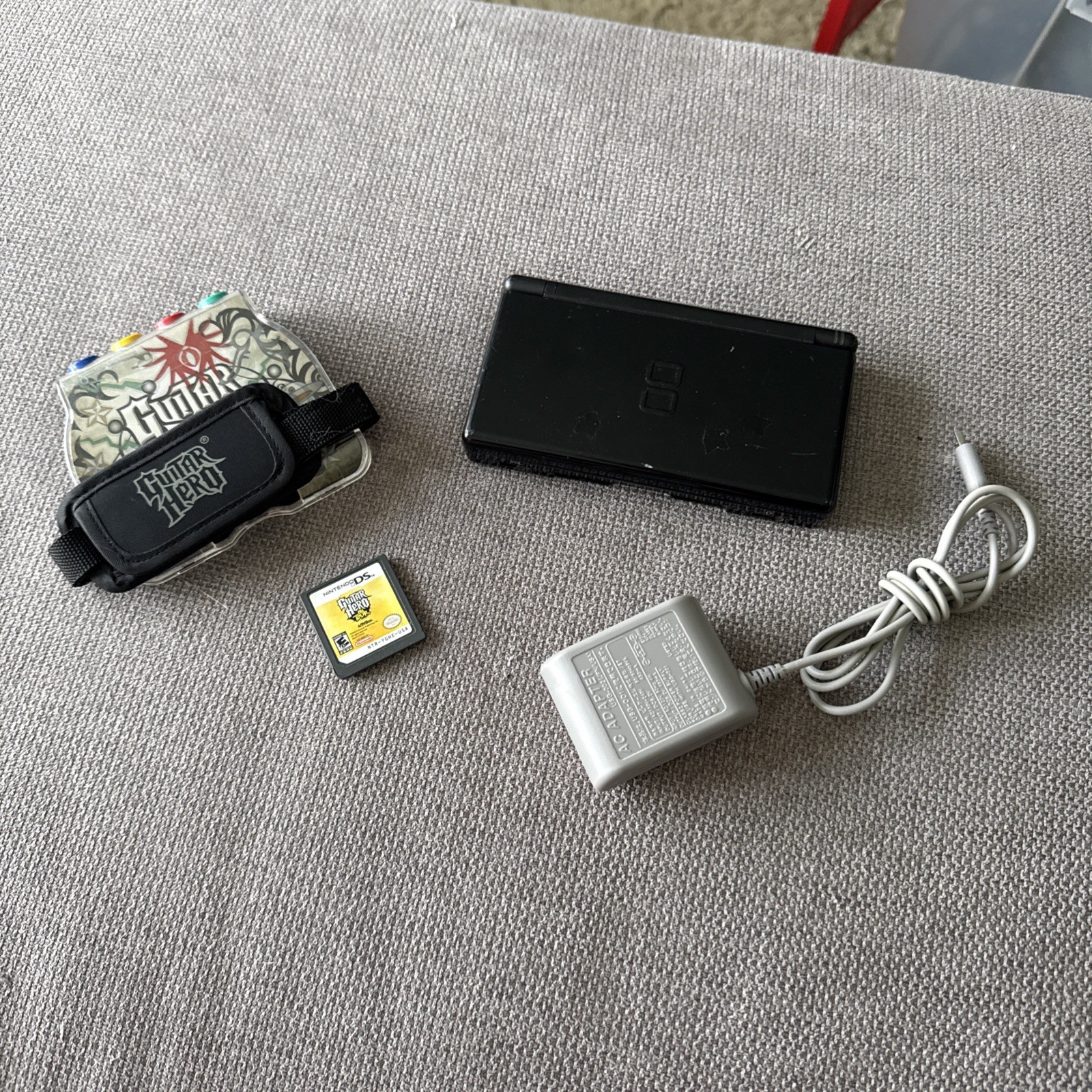 Nintendo DS Lite USG-001 Handheld Game Console Black With Guitar Hero