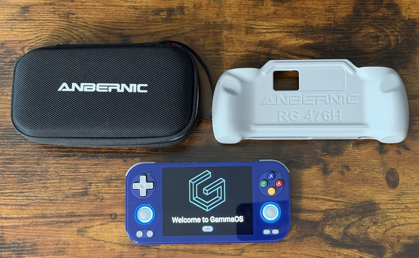 Anbernic RG476H Retro Gaming Handheld Excellent With Case, Grip, GammaOS Lite